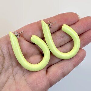 Vintage Earrings: Retro Statement 1980s 80s Pierced Lemon Lime Big
